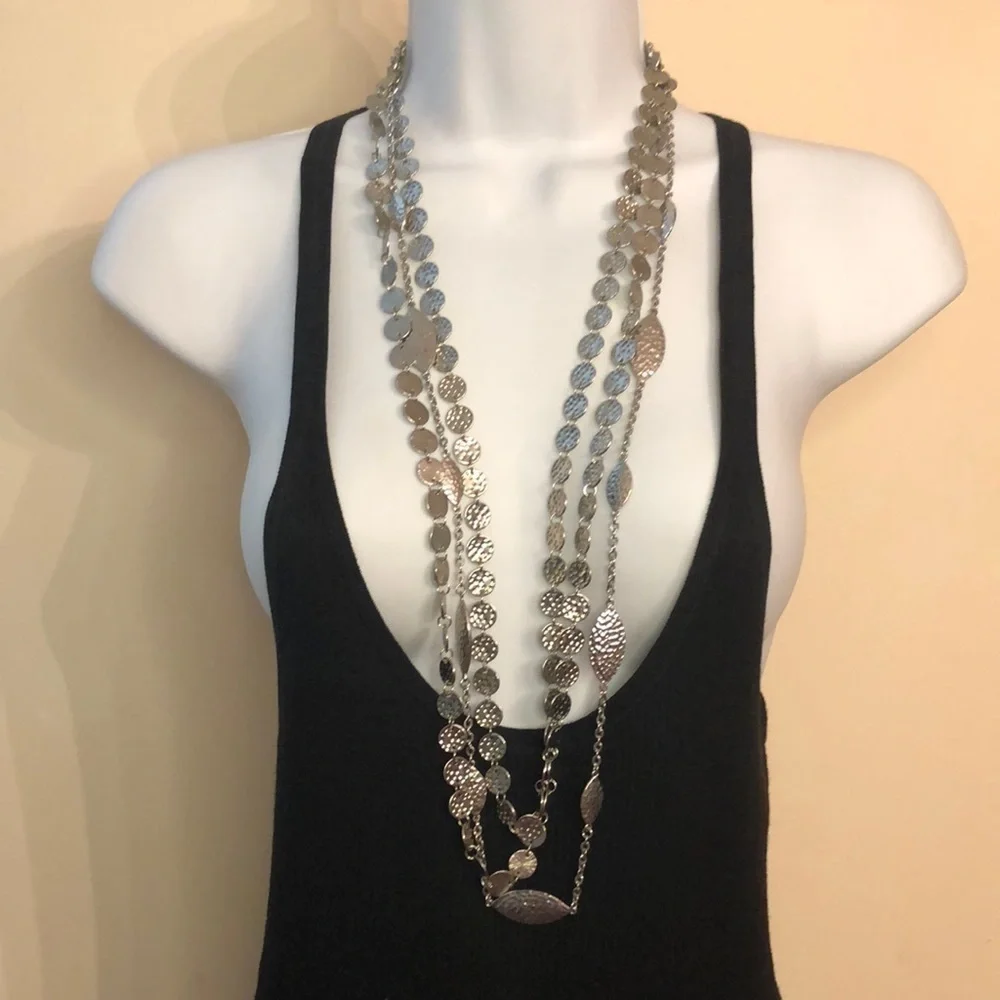 Curated bundle silver tone long statement look necklaces Erica Lyons and more